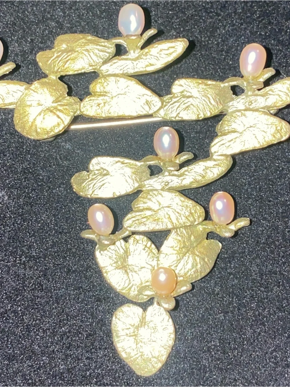 Michael Michaud Water Lily Pad Pearl Brooch